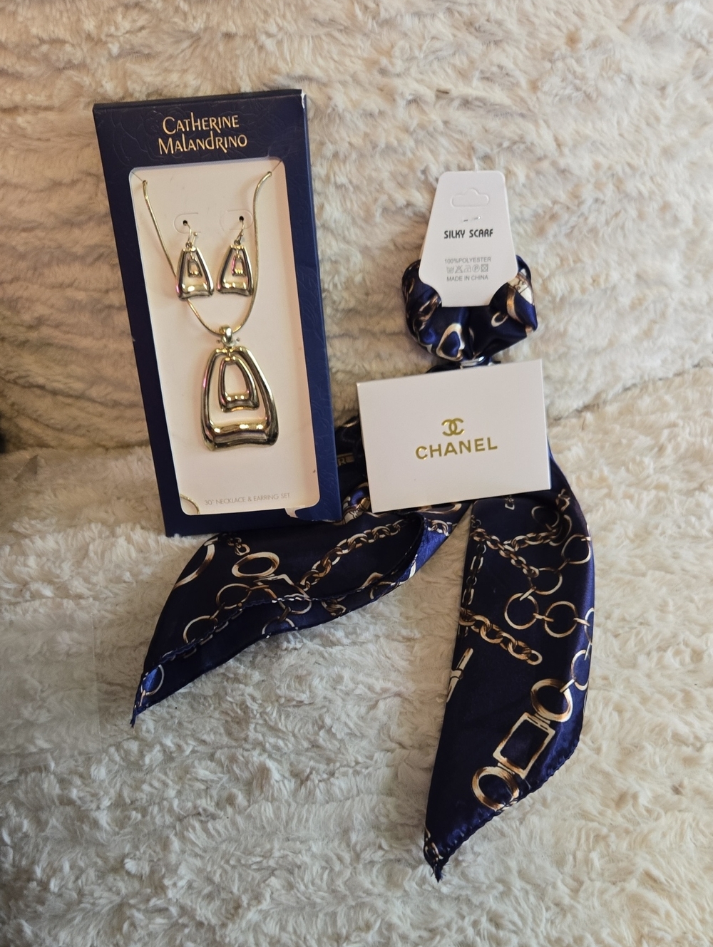Catherine Malandrino Gold-Tone Geometric Necklace with Drop Earrings Set
